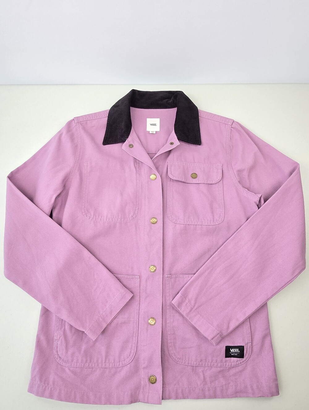 Vans Drill Chore Jacket Orchid Black Corduroy Collar Utility Coat Size XS